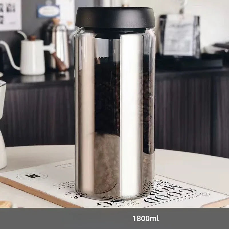 Coffee Bean Vacuum Sealed Glass Jar — Light-Proof, Airtight Container for Food, Grains, Candy & Moisture-Proof Storage