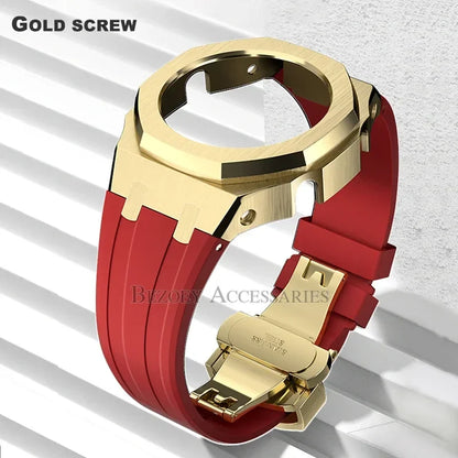 GEN4 Casioak GA2100 Mod Kit – Stainless Steel Case, Bezel, and Rubber Strap Replacement for G-SHOCK GA2100/GA2110