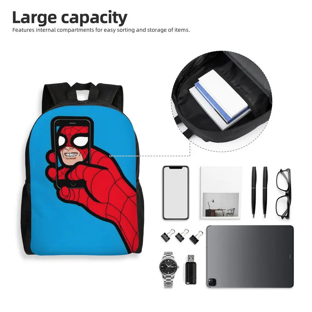 Custom Spider-Man Web Backpack – Water-Resistant School & College Bag for Men and Women