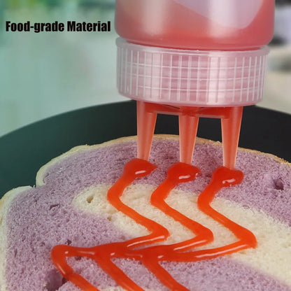 Plastic Squeeze Sauce Bottle – Graduated Jam & Salad Container with 3 Nozzles