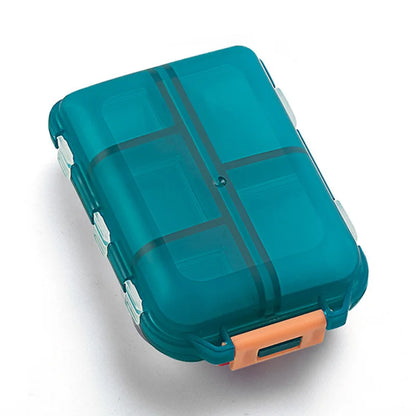 JUSTLANG Portable Medicine Box – Waterproof & Moisture-Proof Pill Container with 10 Small Grid Cells for Tablets Storage