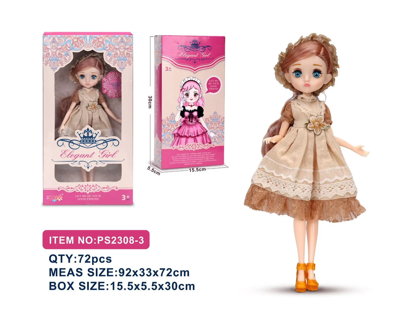 26cm BJD Doll for Girls – Purple Hair Fashion Princess with Big Eyes & Accessories Gift