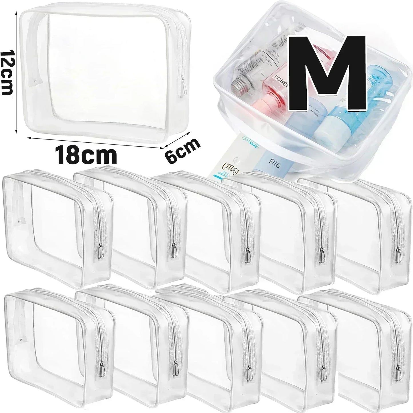 1/20PCS Transparent PVC Travel Organizer — Clear Makeup & Cosmetic Bag, Toiletry & Beauty Case