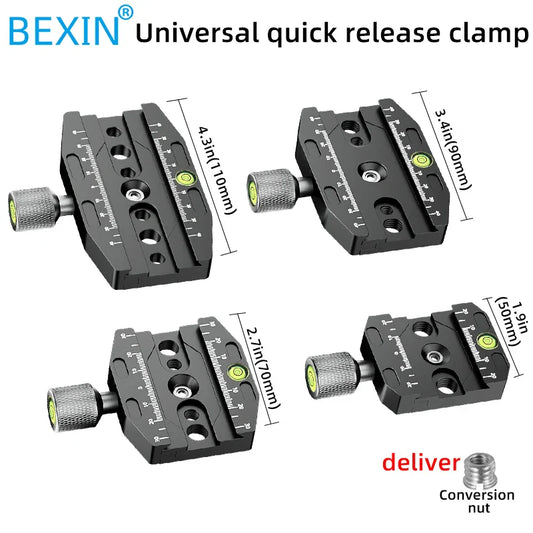 BEXIN Aluminum Arca-Swiss Quick Release Clamp – 50/70/90/110mm Tripod Ball Head Mount for Camera & Monopod Support