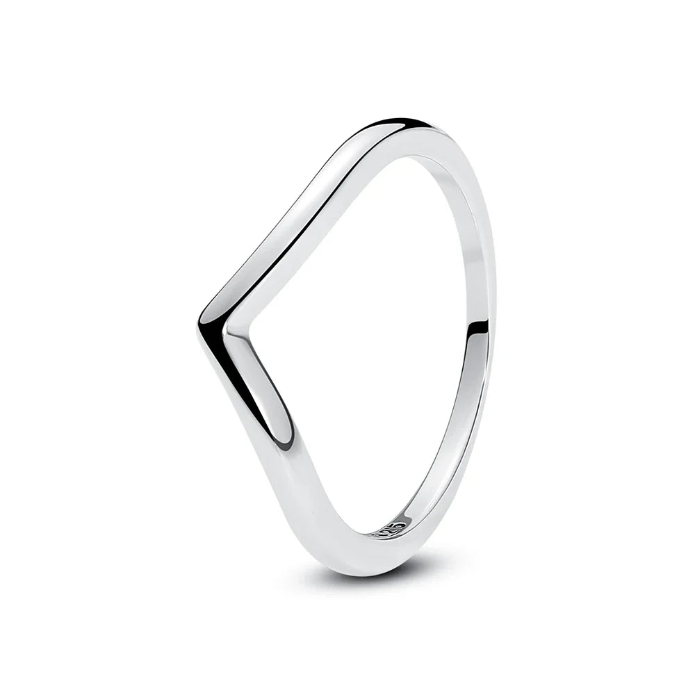 925 Sterling Silver Women’s Ring – Crown, Heart & Wishbone Design with Crystal, Rose Gold Engagement & Wedding Jewelry