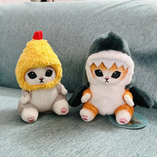 Kawaii Tempura Shrimp Shark Cat Plush Keychain — Cute Mofusand Anime Pendant Backpack Gift for Girlfriend