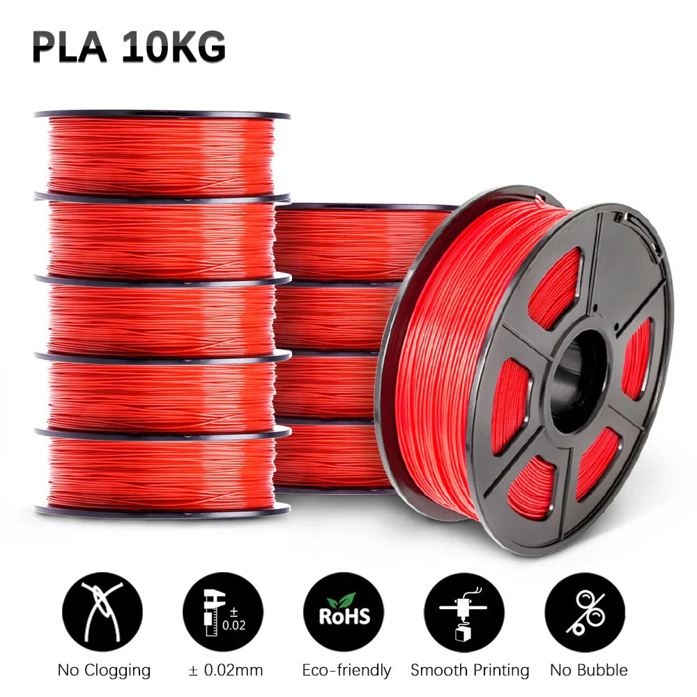 SUNLU 10KG 3D Printer Filament Set – 1.75mm PLA, PETG, PLA+ & Clear, 10 Rolls x 1KG Neatly Wound for 3D Printers & 3D Pens