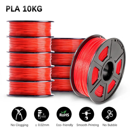 SUNLU 10KG 3D Printer Filament Set – 1.75mm PLA, PETG, PLA+ & Clear, 10 Rolls x 1KG Neatly Wound for 3D Printers & 3D Pens
