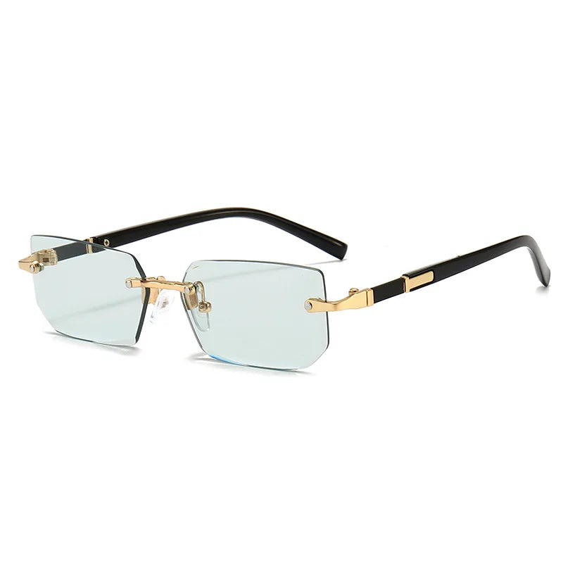 Rimless Rectangle Sunglasses — Fashion Small Square Shades for Men & Women, Summer Travel Eyewear