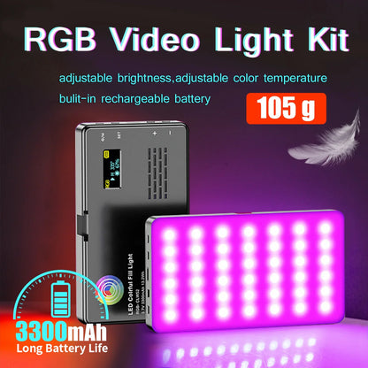 Dynamic RGB LED Camera Light Kit: Full Color Output, Dimmable Panel Light (2500K-8500K) CRI 95+