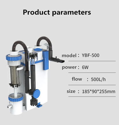 220V Silent Aquarium Filtration System – Wall-Mounted Integrated Filter & Oxygenation Machine for Fish Tanks