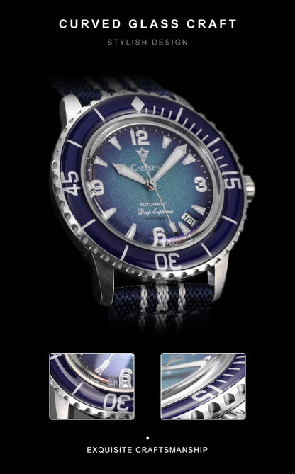 CADISEN Deep Explorer 2025 Automatic Mechanical Men’s Watch – Canvas Strap, NH35 Movement, Luminous & Waterproof Luxury Wristwatch