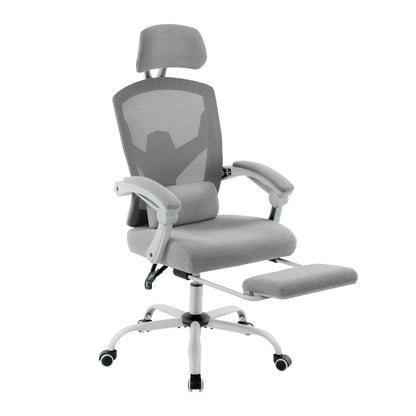 Ergonomic Reclining High Back Mesh Chair - Rocking Gaming & Computer Desk Chair with Lumbar Support Pillow and Swivel Rolling Base