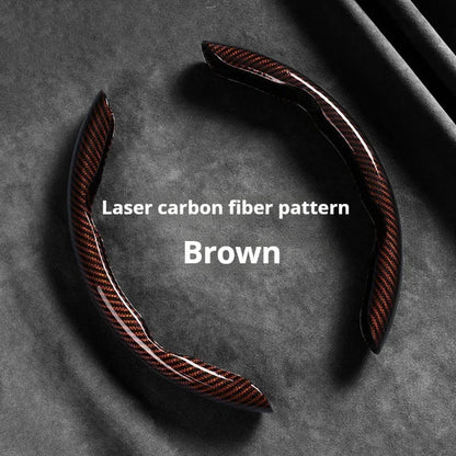 2-Piece Carbon Fiber Silicone Steering Wheel Cover — 38cm (15 Inch) Anti-Skid Car Accessory