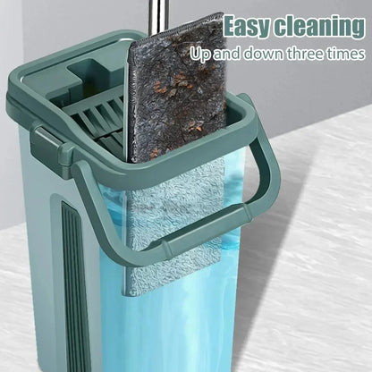 Flat Squeeze Mop with Bucket – Easy Wring Microfiber Floor Cleaner for Hardwood & Laminate