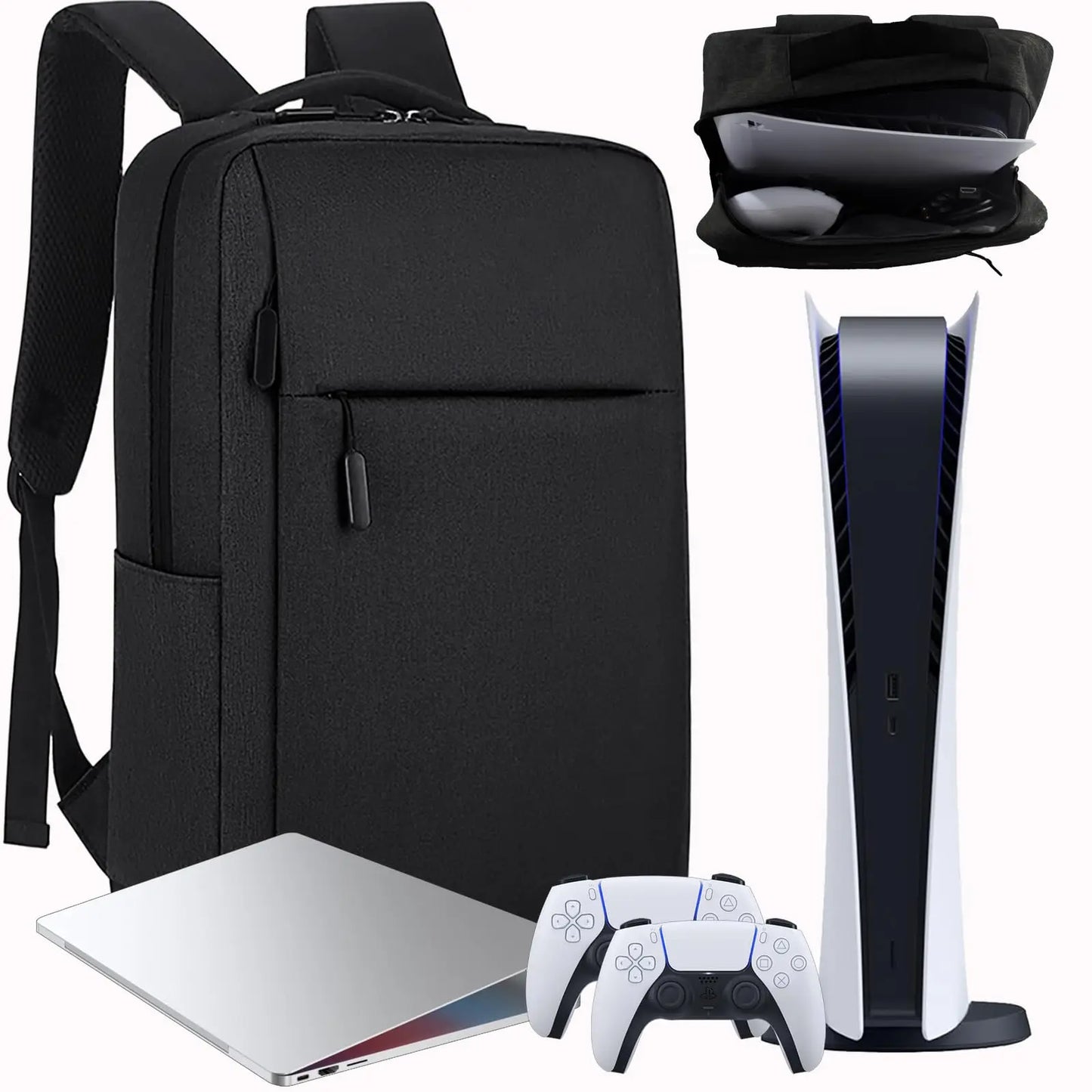 PS5 Gaming Travel Backpack – Protective Carrying Storage Case Bag for PlayStation 5 Console & Game Discs, Black Edition