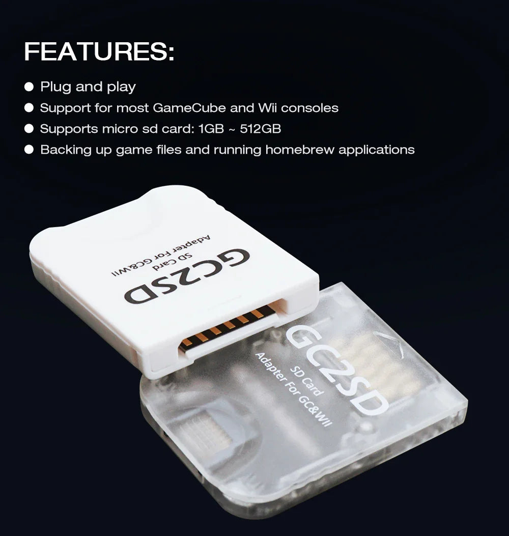 BitFunx GC2SD Micro SD Card Adapter – TF Card Adapter for Nintendo GameCube & Wii Console
