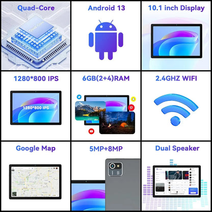 URAO MB1001 10″ Android 13 Tablet — 6GB RAM + 64GB ROM (Expandable 128GB), 5000mAh, IPS Display, 5G WiFi, Dual Camera Tablet PC Gift