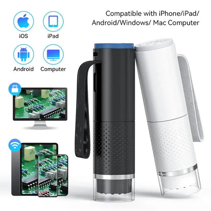 WiFi Digital Microscope Camera — 50X-1000X Zoom 2MP USB Magnifier for Skin Inspection, Repair, Android, iOS, PC