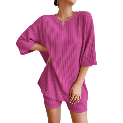 Women’s Summer Casual Short Pants Set – Solid Color Loose Two-Piece Outfit 2025