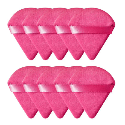 10/20PCS Triangle Velvet Powder Puffs – Mini Face Makeup Sponges, Washable & Lightweight Cosmetic Tools