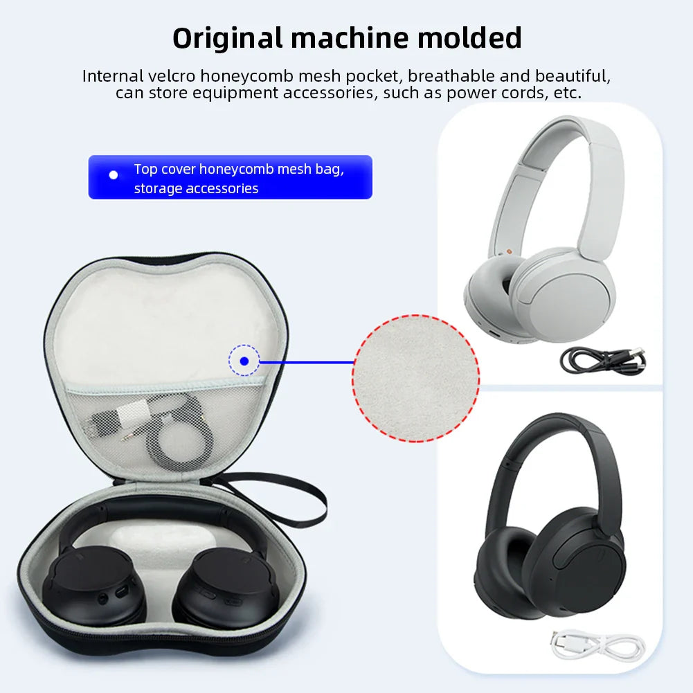 Portable EVA Hard Shell Earphone Case | Protective Headset Box for SONY WH-CH720N/WH-CH520 & Apple Max | Travel-Friendly Carrying Bag