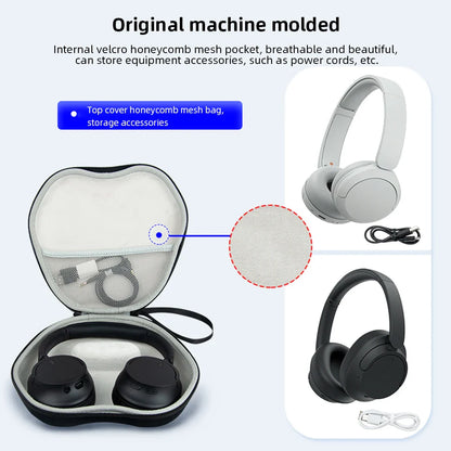 Portable EVA Hard Shell Earphone Case | Protective Headset Box for SONY WH-CH720N/WH-CH520 & Apple Max | Travel-Friendly Carrying Bag