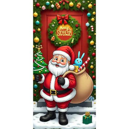 Christmas Fabric Door Banner – Merry Christmas Hanging Background for Photo Booth, Xmas Decor & Photography Props
