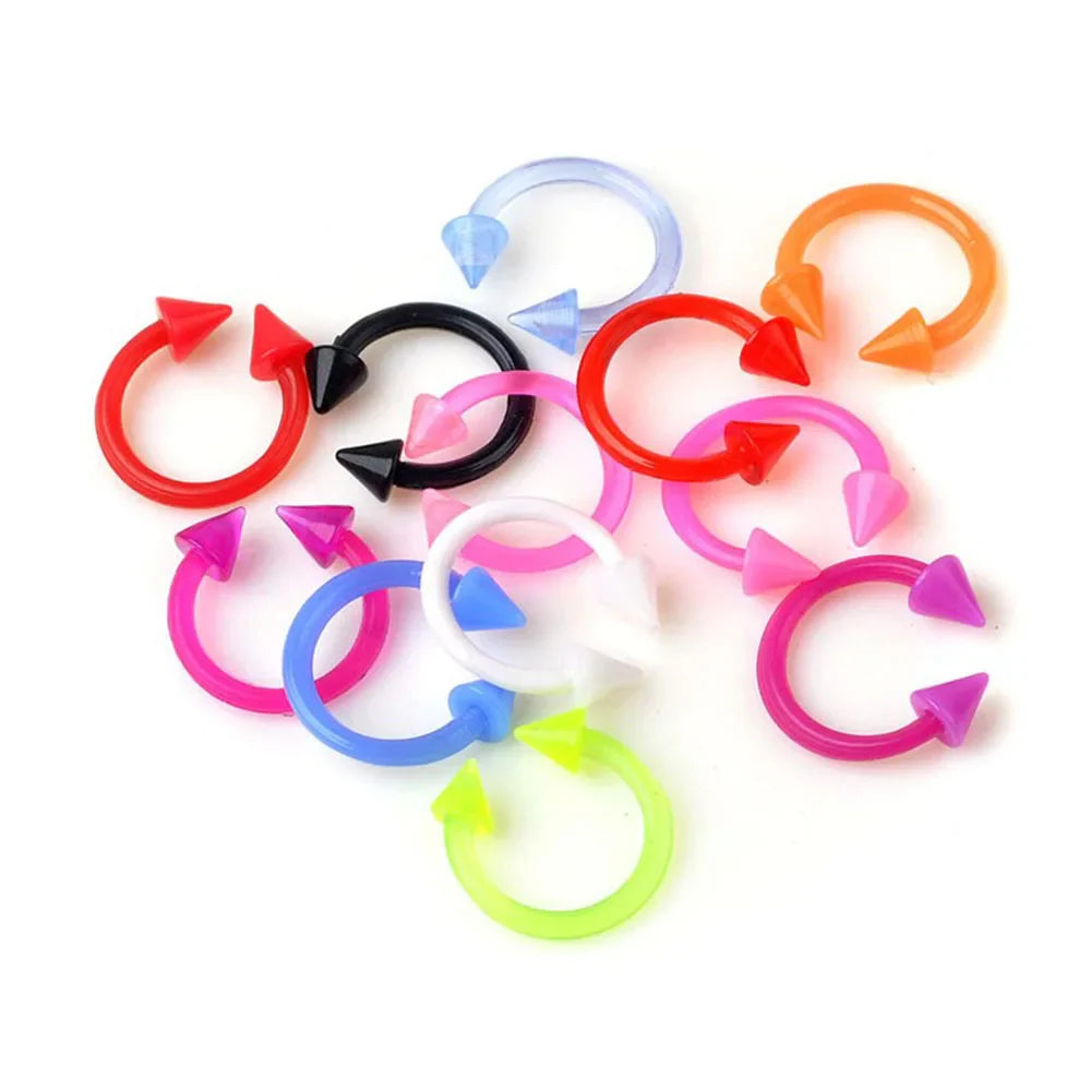 10/60PCS Clear Acrylic Body Jewelry – Transparent Lip, Ear, Nose, Tongue, Eyebrow & Belly Rings