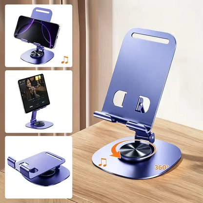 Aluminum Alloy Phone Holder - 360° Rotating Folding Desktop Stand, Portable Mobile Stand