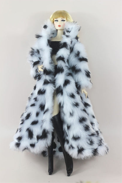 1:6 Scale Doll Clothes – Fur Coat Dress Outfit for 11.5" (30cm) Dolls, Multiple Styles, Gift for Girls