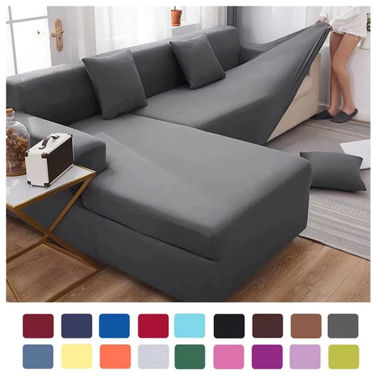 Solid Color Stretch Sofa Cover – Milk Silk Fabric Slipcover for 1/2/3/4 Seat Couch, Sectional & Corner Sofa