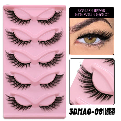 GROINNEYA Cat Eye False Eyelashes – Natural Long Clear Band Winged End Faux Mink Lashes for Eye-Enhancing Makeup