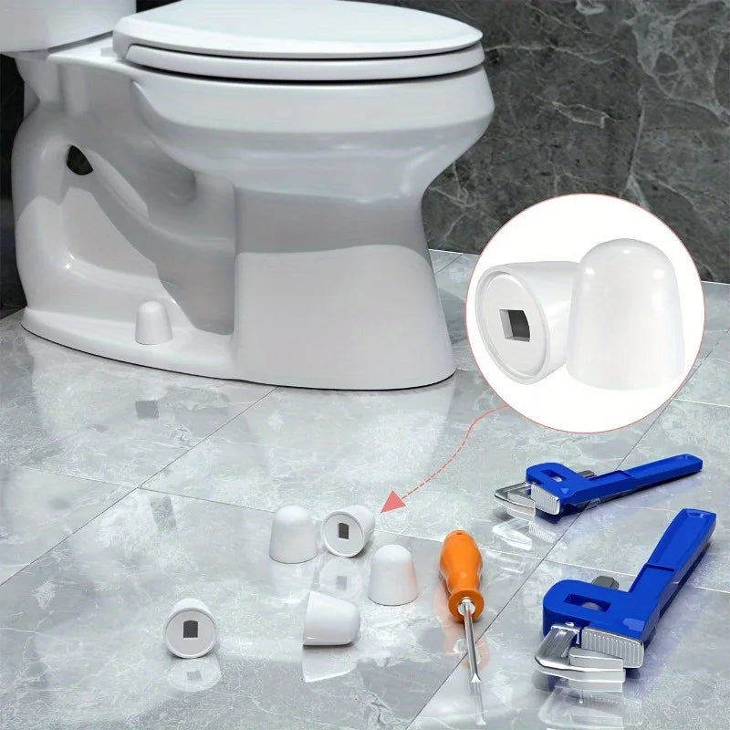 2pcs Universal Round Toilet Bolt Covers – Plastic Push-In Caps with Washers, Easy Install Bathroom Hardware Fix Kit
