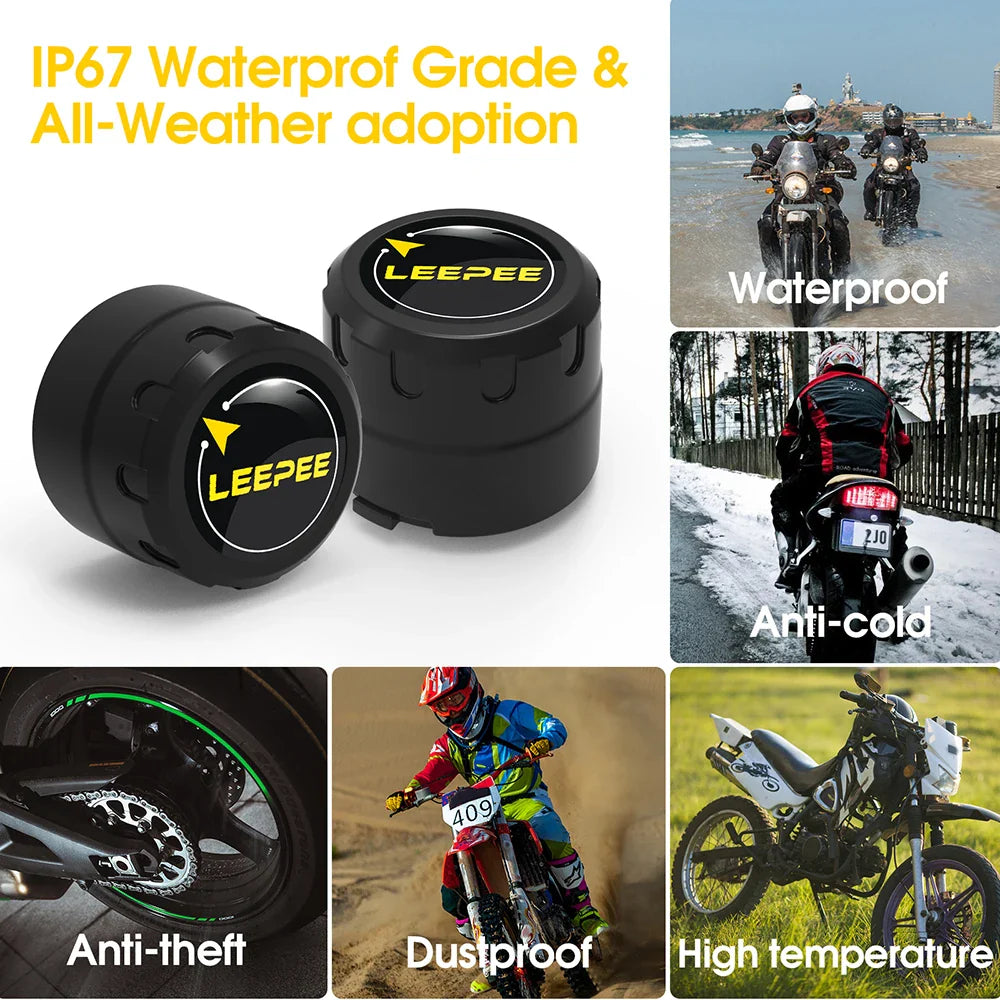 Motorcycle TPMS Bluetooth 4.0/5.0 Tire Pressure Monitoring System – 2 Sensors Pit Bike Tyre Tester Diagnostic Set