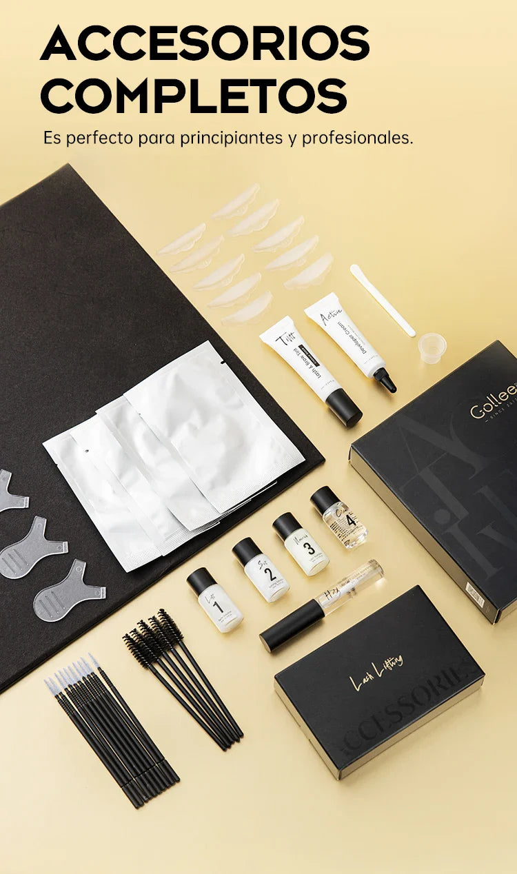 Gollee Lash & Brow Tinting Kit – Classic Black, Natural Eyelash Lifting Perm Treatment, Lasts 4-6 Weeks, Makeup Set for Lash Curler Perm