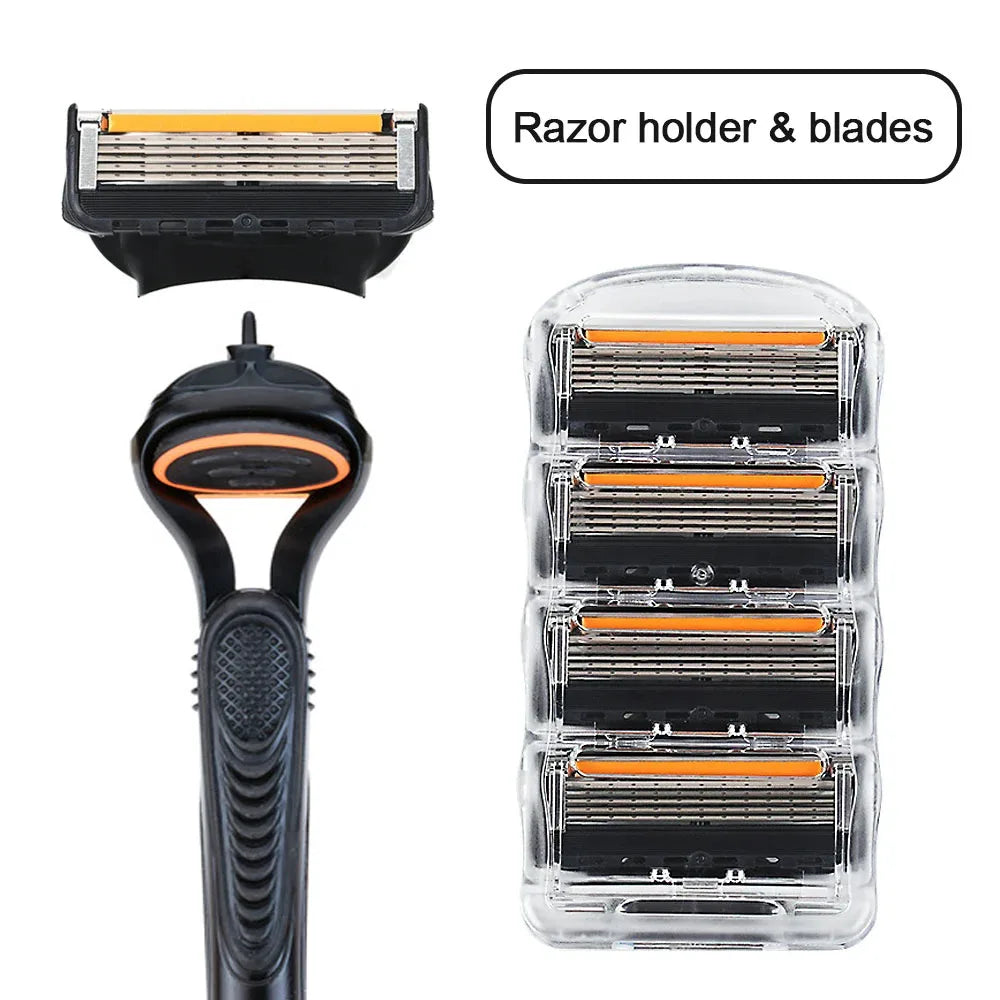 Men’s 5-Layer Fusion Razor Blade Refills – 4/12/24PCS Replacement Cartridges for Beard & Face Shaving