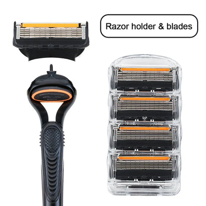 Men’s 5-Layer Fusion Razor Blade Refills – 4/12/24PCS Replacement Cartridges for Beard & Face Shaving