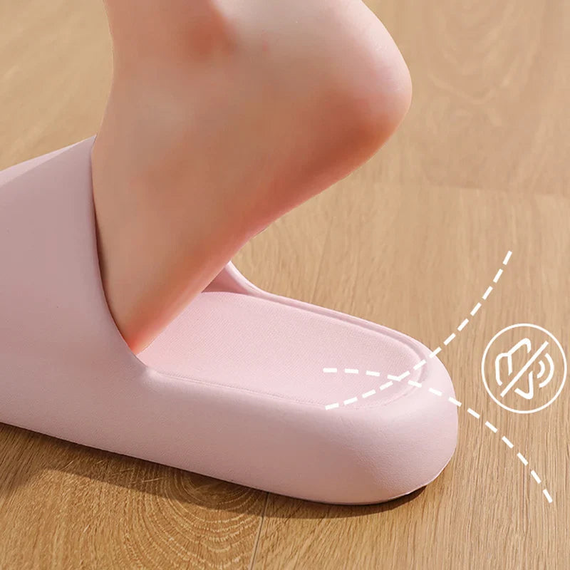 Unisex Cloud Cushion Bathroom Slippers – Thick Platform Non-Slip Indoor Flip Flops & Summer Shower Slides for Couples