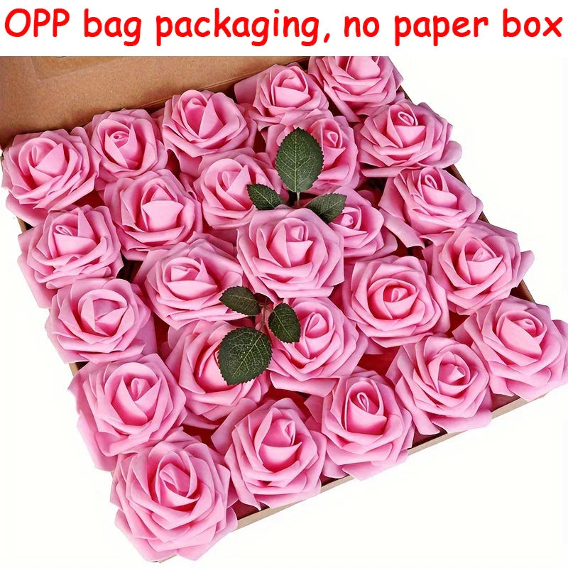 25pcs Artificial Roses with Stems – Fake Flowers for DIY Wedding Bouquets, Centerpieces & Home Party Decorations