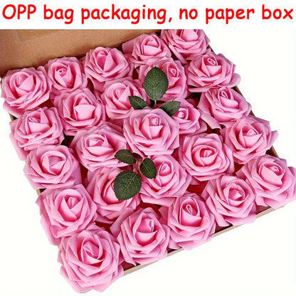 25pcs Artificial Roses with Stems – Fake Flowers for DIY Wedding Bouquets, Centerpieces & Home Party Decorations