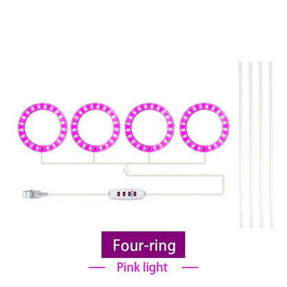 LED Full Spectrum Grow Light — USB 5V Adjustable Height Dimmable Lamp with Timer for Indoor Plants & Herbs