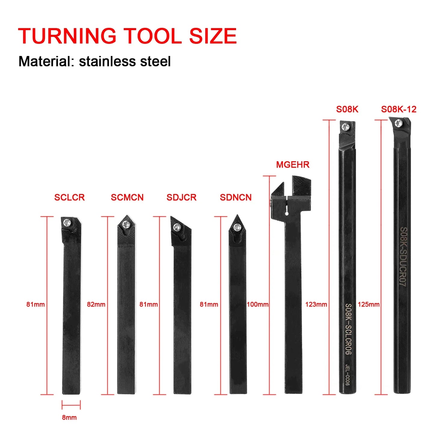 8-16mm Lathe Turning Tool Holder — Boring Bar & CNC Metal Cutter Rod with Shank and Inserts