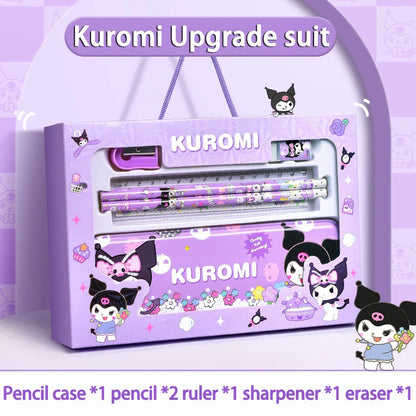 Sanrio Learning Stationery Set – Kuromi, Melody & Cinnamoroll Cartoon Pencil and Eraser Gift Box for Kids