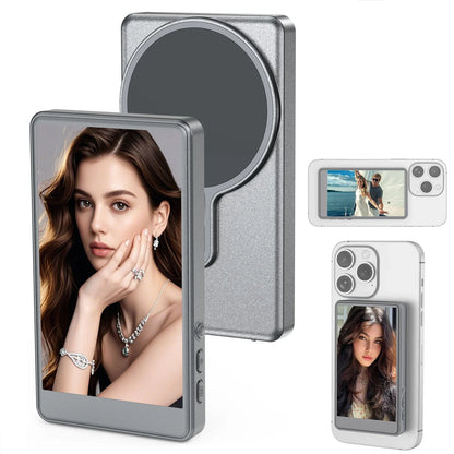 Vlog Selfie Monitor Screen for Phone – Rear Camera Display with MagSafe Magnetic Mount and Wireless Connection for Live Streaming