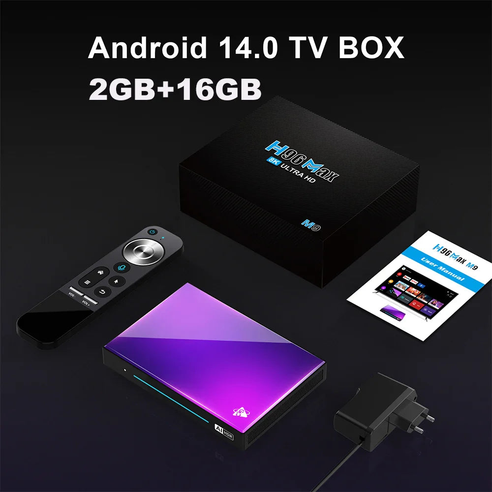 H96 MAX M9 AI Android 14 TV Box, 8-Core Rockchip RK3576, Wifi6, BT5.4, 4GB/64GB & 8GB/128GB, 8K 120fps Streaming, 1000M LAN