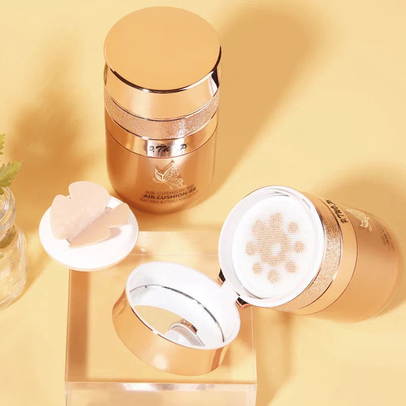 Air Cushion BB Cream with Butterfly Powder Puff – Moisturizing Foundation, Concealer & Whitening Oil-Control Waterproof Makeup
