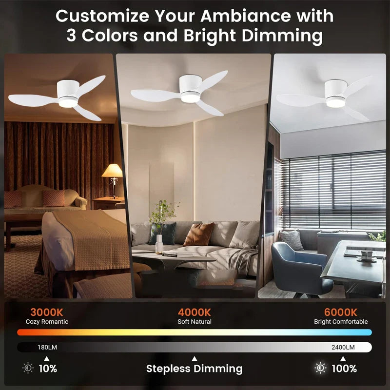 LED Ceiling Mounted Fan Light - Nordic Style Decorative Ceiling Fan for Living Room, Restaurant, and Minimalist Household Use