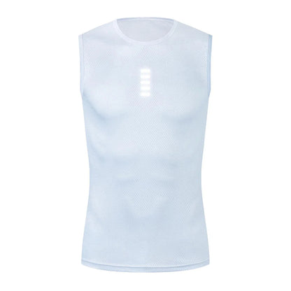Reflective Cycling Base Layer Quick-Dry Vest – High Elasticity White Cycling Undershirt for Men Sport & Bike Jersey