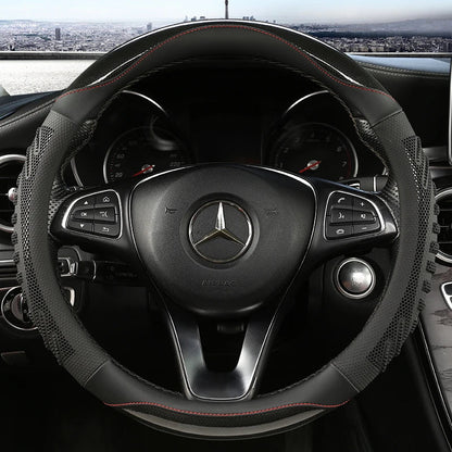 3D Honeycomb Leather Steering Wheel Cover – Durable Anti-Slip Universal Fit for 14.5-15 Inch Wheels